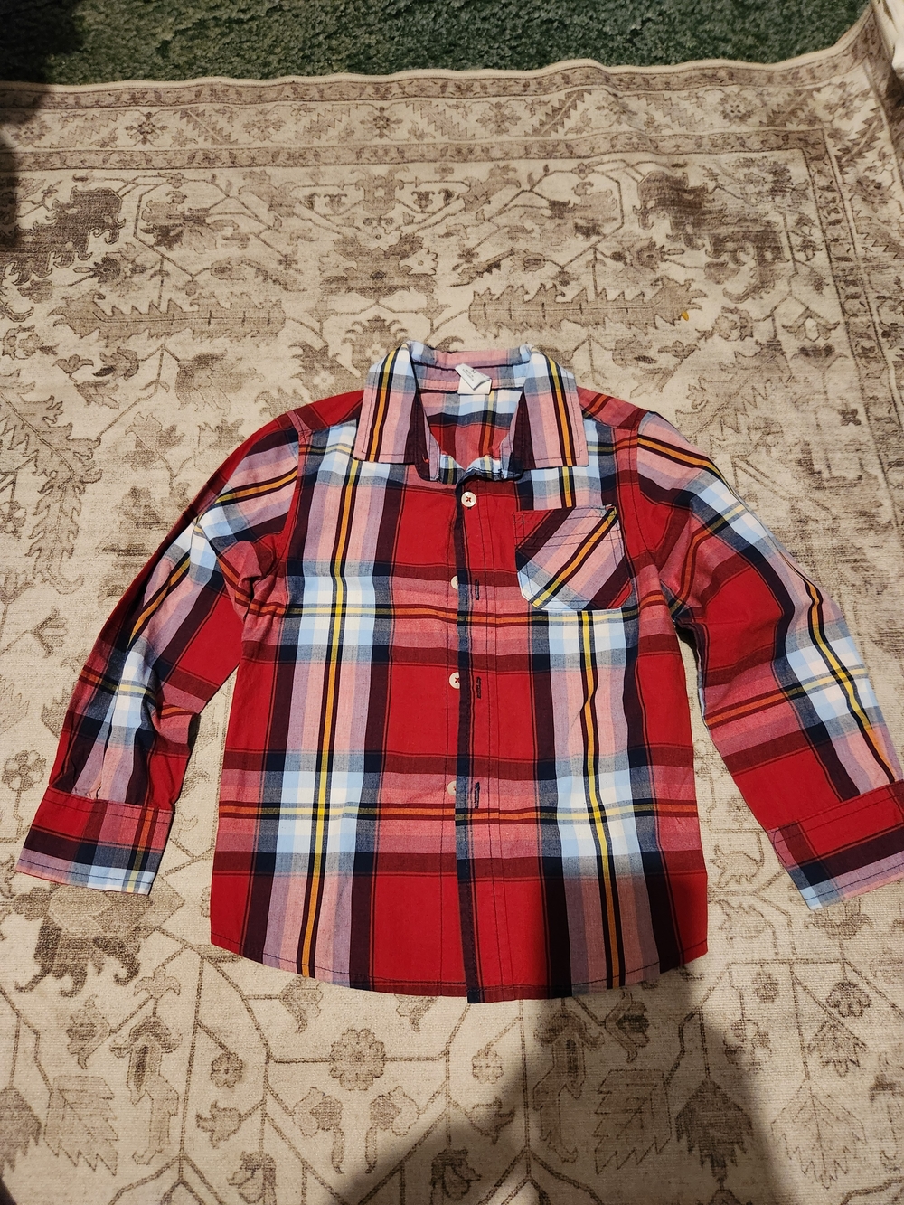 healthtex Red Plaid Button-Down Shirt with Multicolor Stripes